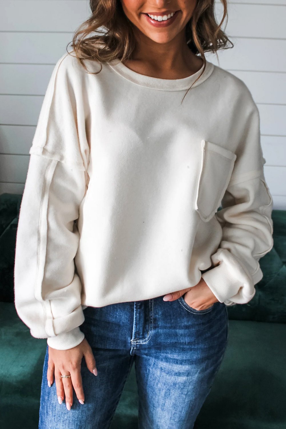 Crew-Neck Sweatshirt mit Taschendetails