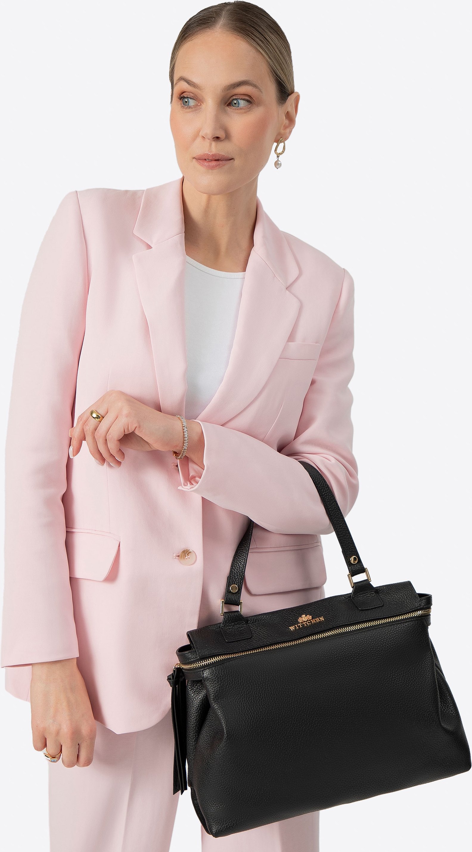 Wittchen Damenkoffer aus naturbelassenem Erbsenleder, schwarz, Naturleder