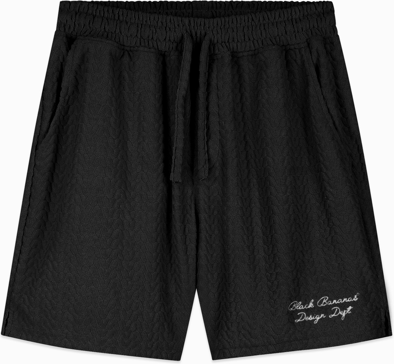 Schwarze Bananen Terry Lounge-Shorts, Schwarz