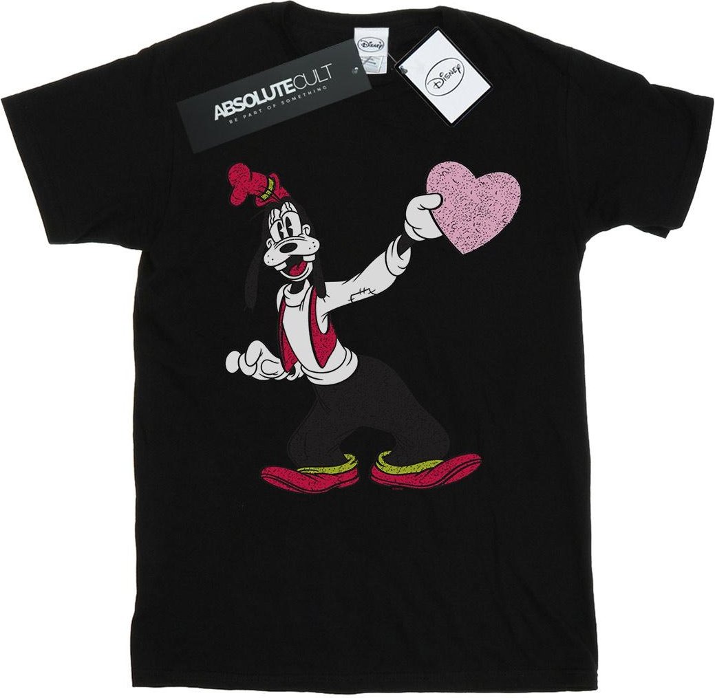 Disney - "Goofy Love Heart" T-Shirt für Mädchen (Schwarz)