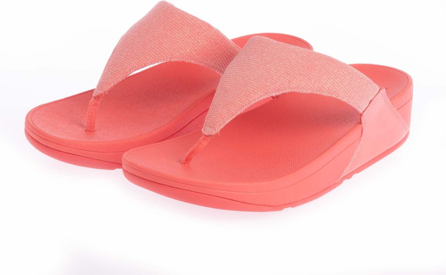 Damen Fit Flop Lulu Shimmerlux Zehenposten Sandalen in Koralle