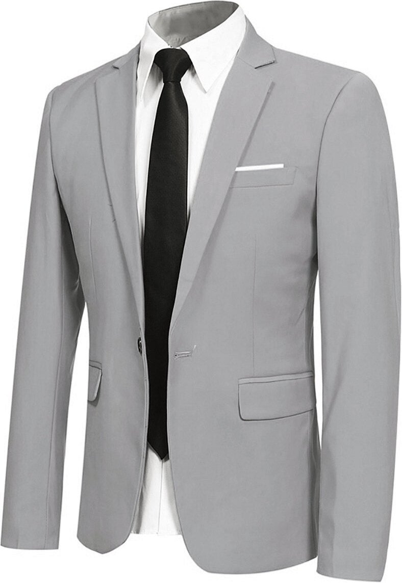 Grauer stylischer Blazer mit einem Knopf, lässiger Blazer