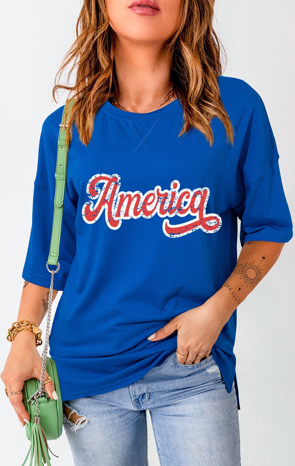 Patriotisches Grafik-T-Shirt mit lockerer Passform