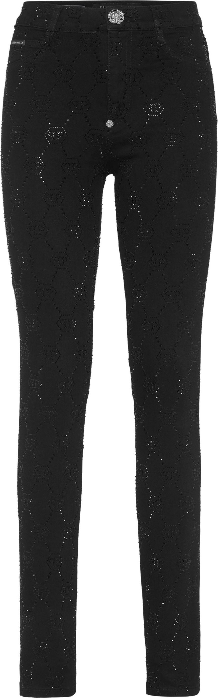 Denim Trousers High Waist Jegging Strass Monogram