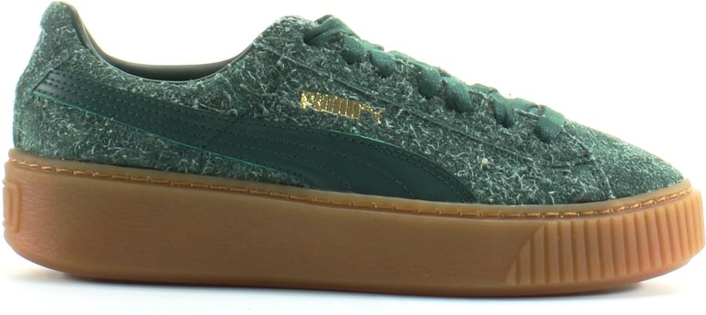 Puma Platform Elemental Grün Wildleder Leder Damen Lace Up Trainer 362224 04