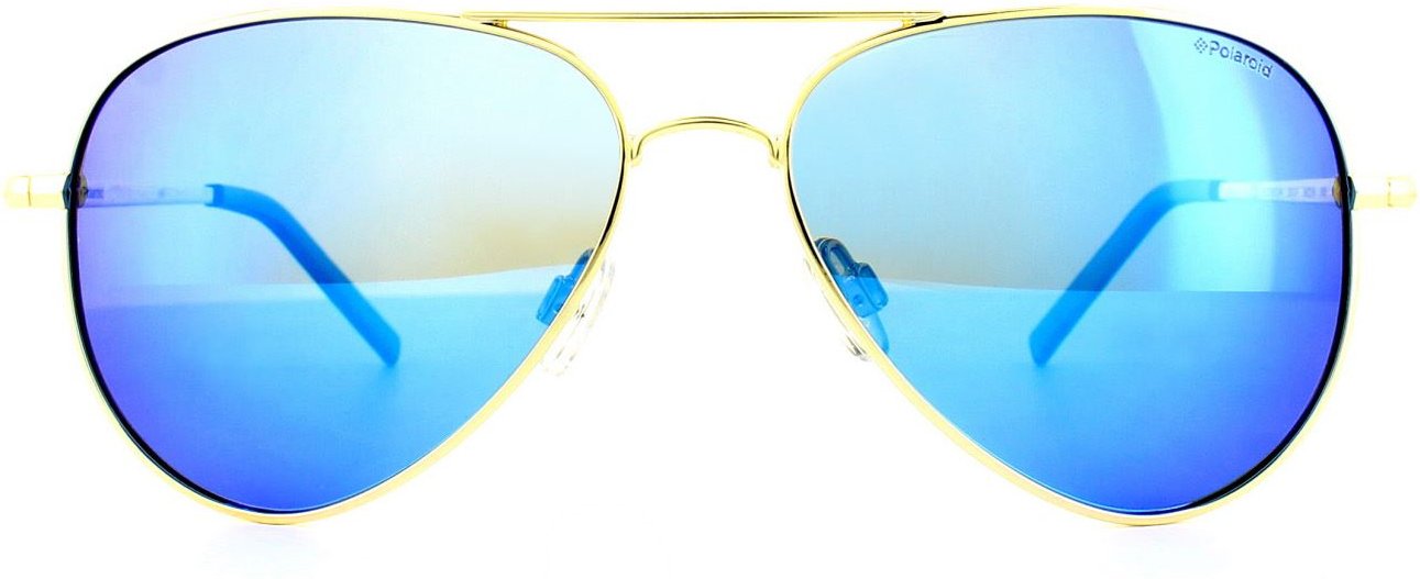 Polaroid Aviator Unisex Gold Grau Blau Spiegel Polarisierte Sonnenbrille