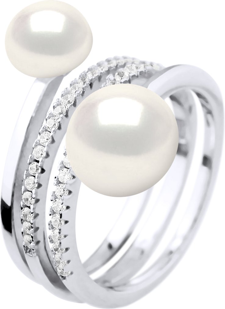 Ring DUO Perlen Süßwasser 7 und 9 mm Weiß Schmuck 925