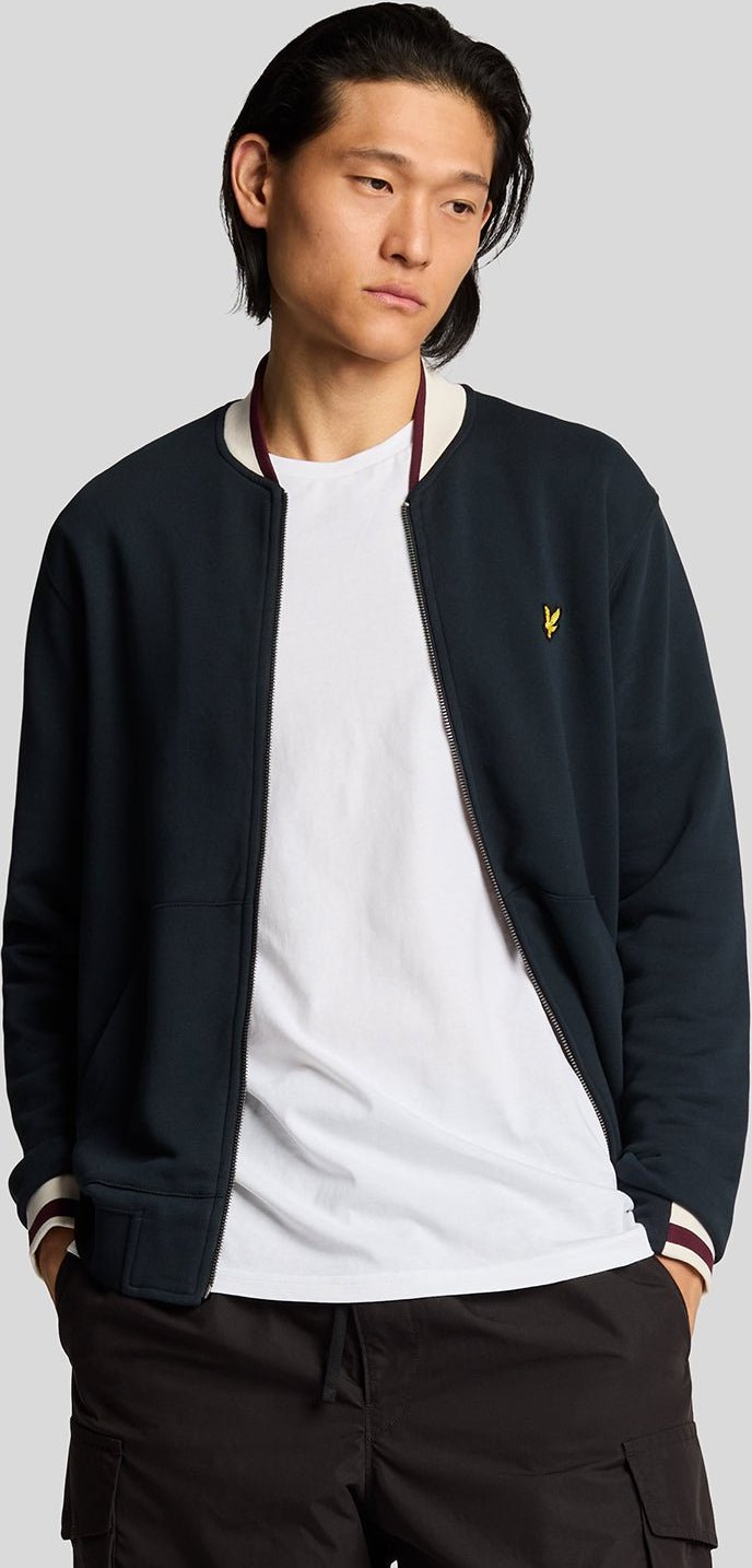 Thumbnail - Lyle & Scott – Jersey-Bomberjacke mit halbhohem Rand – Marineblau