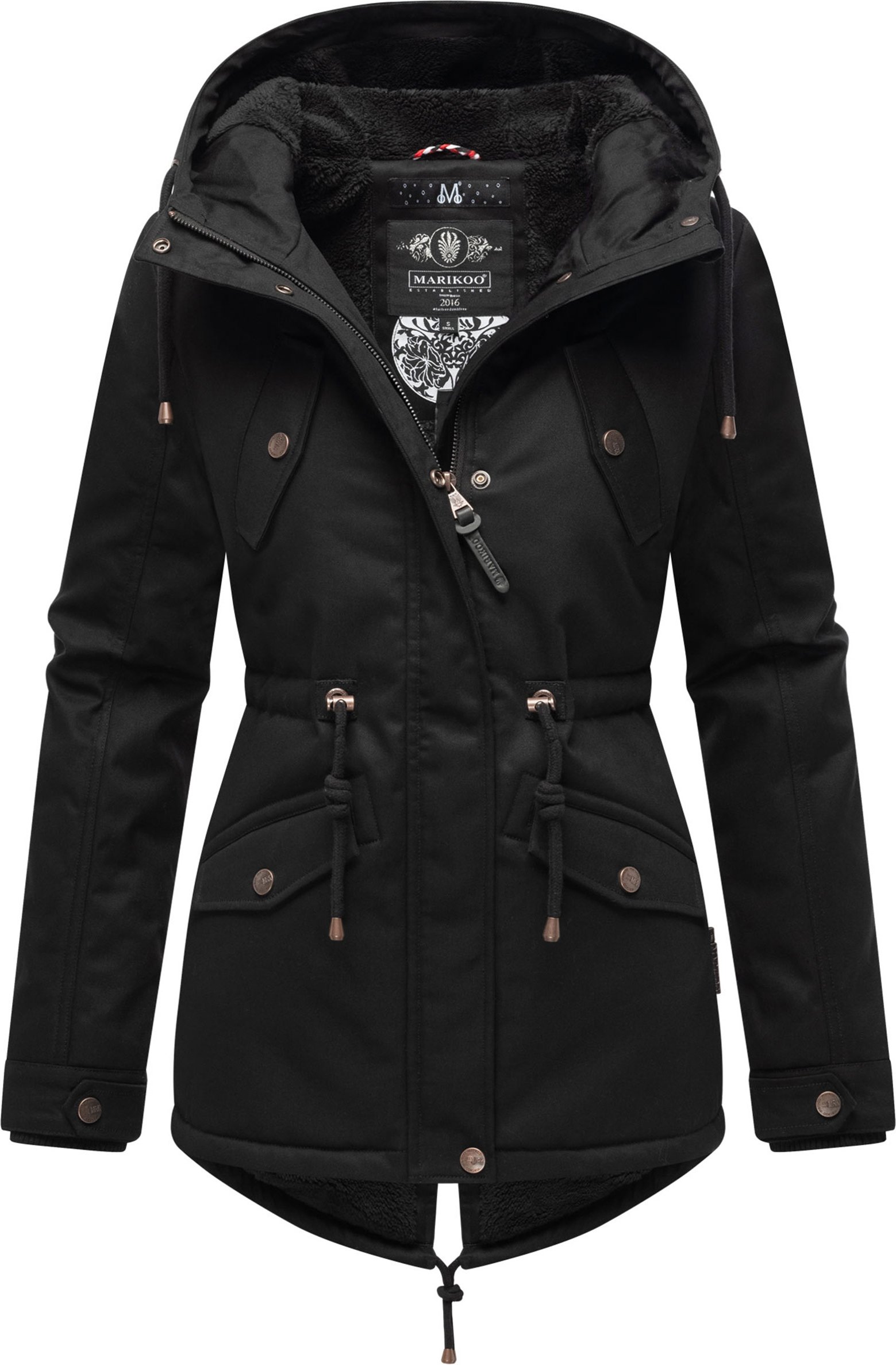 Marikoo Damen Winterjacke Manolya mit Teddyfellfutter & Baumwoll-Obermaterial