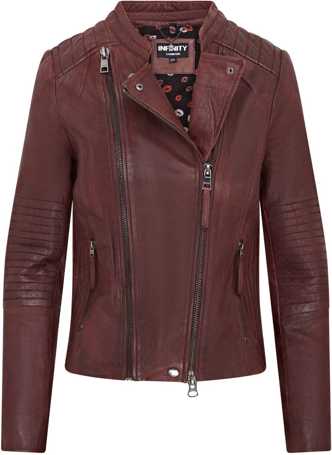 Burgunderrote Biker-Lederjacke f�r Damen � Delhi
