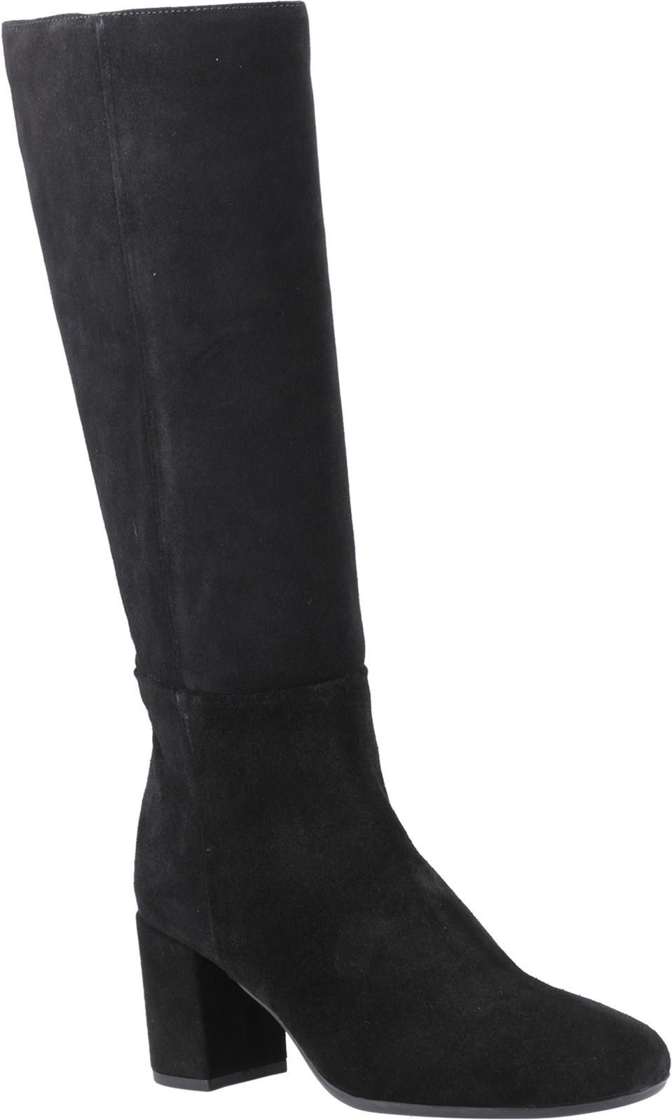 Thumbnail - Hush Puppies Oprah Damen Kniehohe Wildlederstiefel mit Absatz in Schwarz