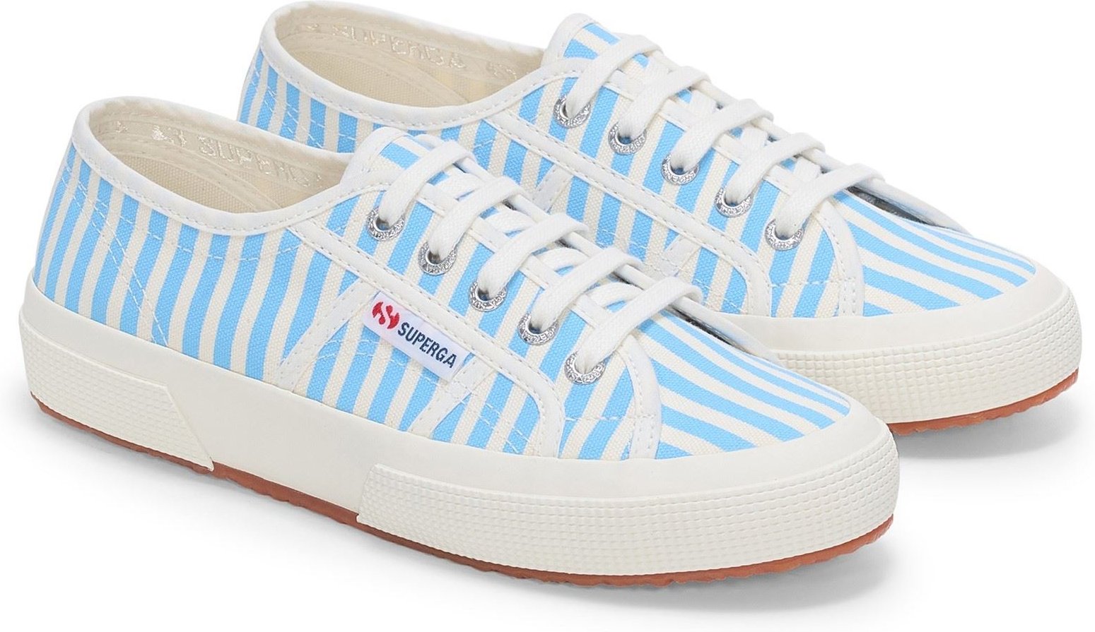 Superga 2750 Streifen Druck Baumwolle Damen Offwhite/Azur Sneakers