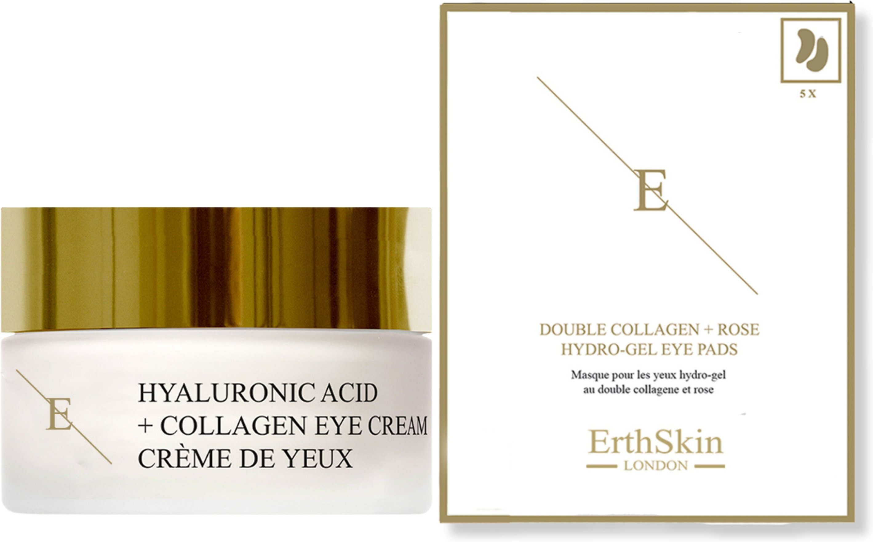 Hyaluronsäure + Kollagen Pro Age Augencreme 30ml + Doppelkollagen + Rose Hydrogel Augenpads 5 X 2