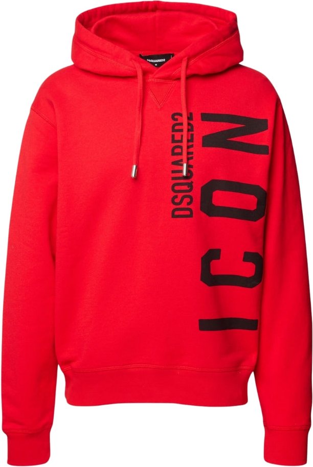 Dsquared2 Roter Hoodie Größe L Schwarzes Icon-logo