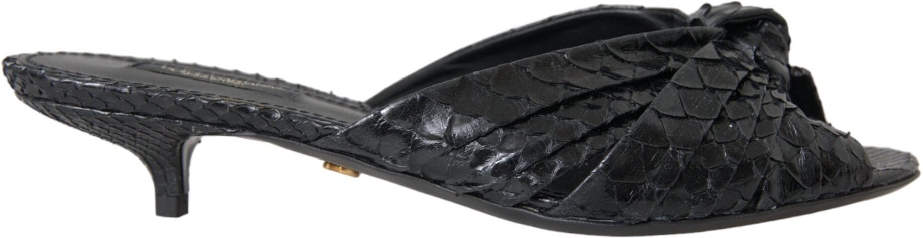 Dolce & Gabbana Schwarze Exotische Leder Absätze Riemchenschuhe