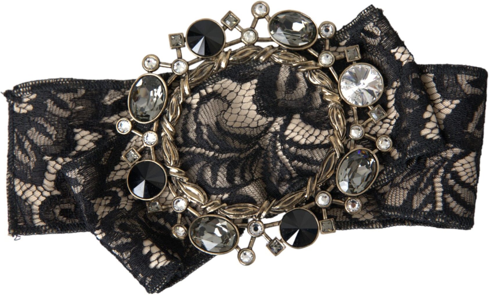 Schwarze Spitze Kristall Handgemachte Brosche Haarstecker