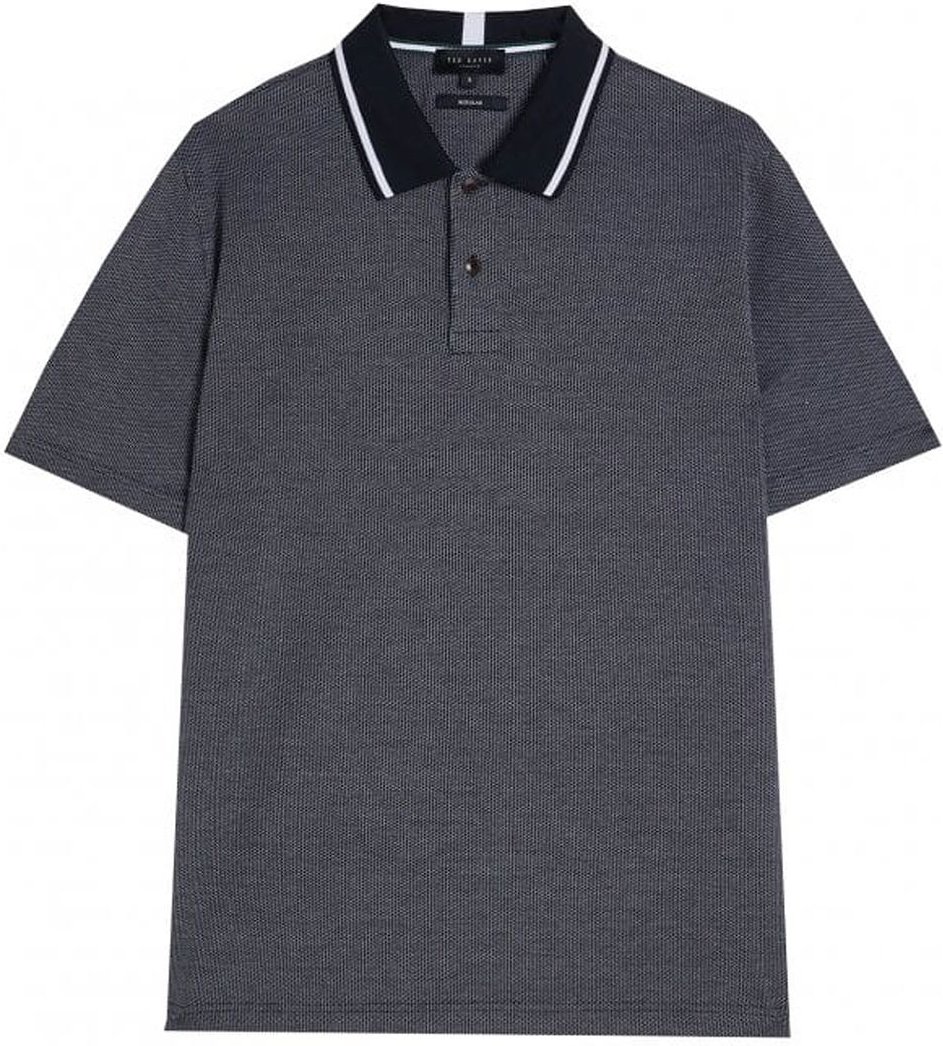Ted Baker Arts Mini Jacquard Stitch Mens Dunkelblaues Polo -Hemd