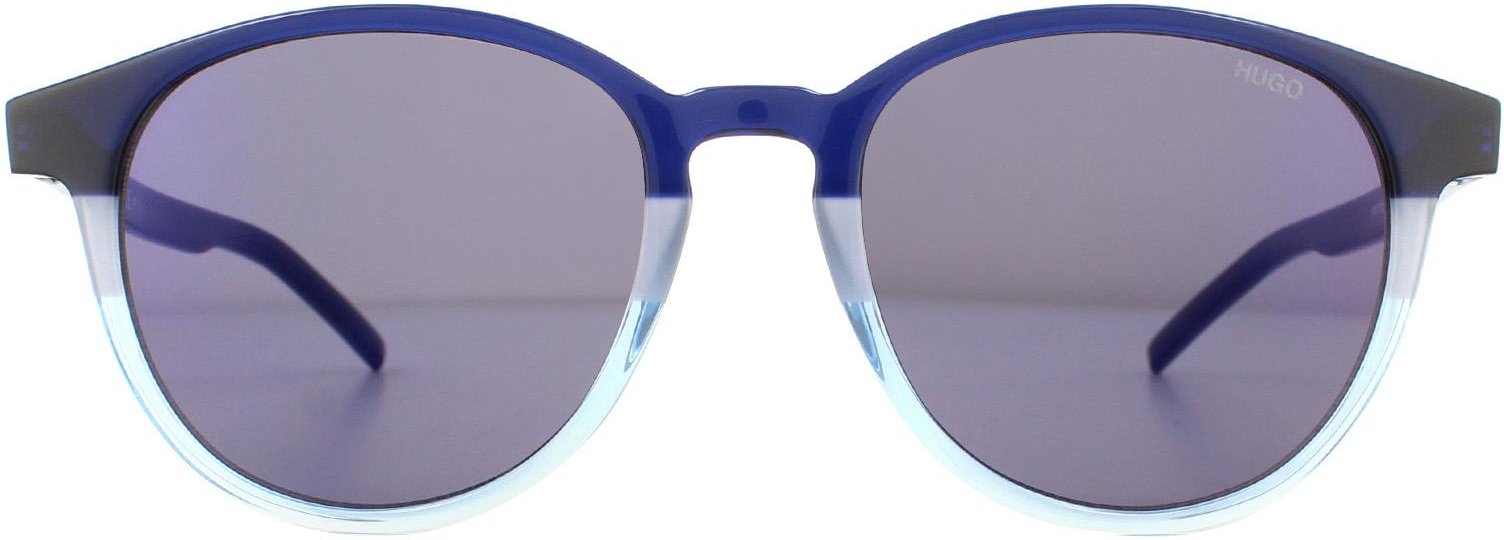 Hugo by Hugo Boss Runde Mens Matte Blau Türkis Blau Spiegel Sonnenbrillen