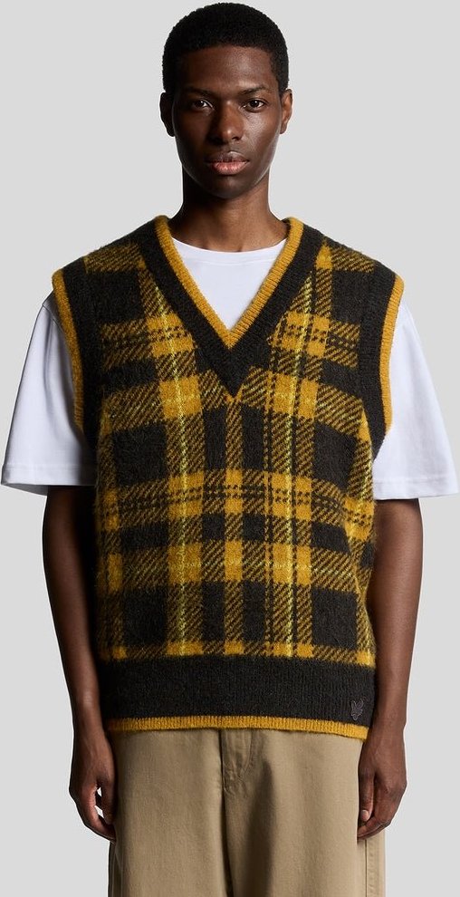 Lyle & Scott Weste aus Wollmischgewebe mit Tartanmuster – Mehrfarbig