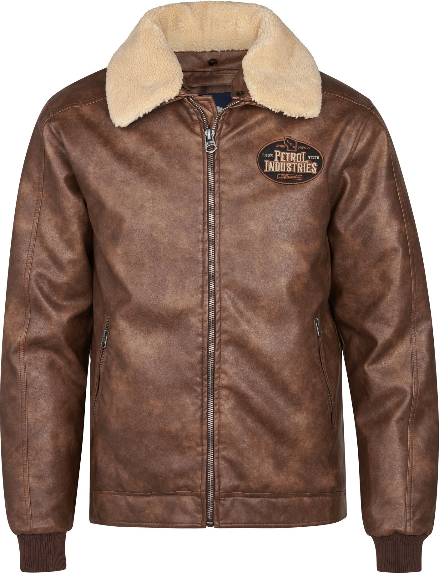 Petrol Industries - PU Jacke mit Teddykragen Driftless Herren - Braun