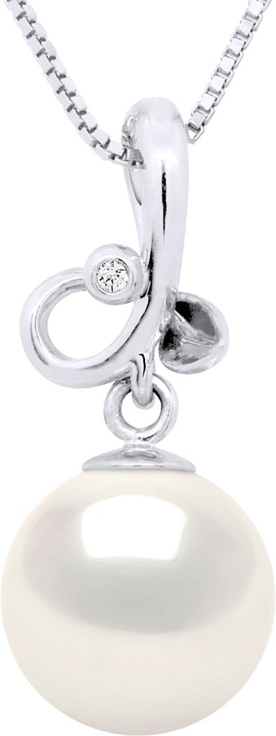 Anhänger TRIPLE KNOT Weißgold Diamant 0,010 cts – echte Süßwasser-Zuchtperle rund 9–10 mm