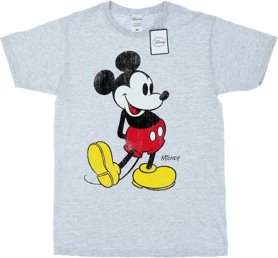 Disney Herren Mickey Mouse Classic Kick T-Shirt (Heather Grey)