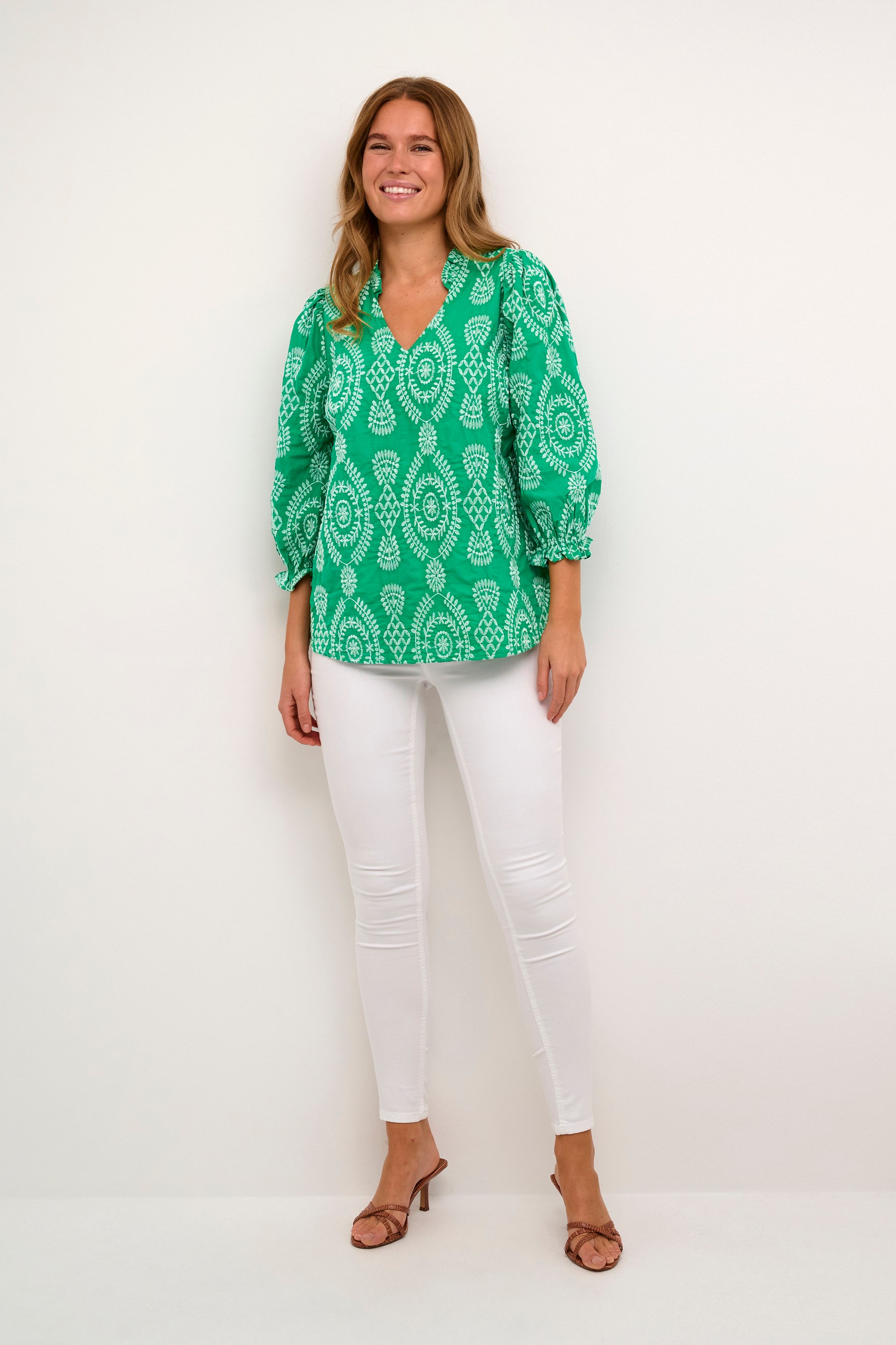 Kurzarm-Bluse Casual fit Holly Green