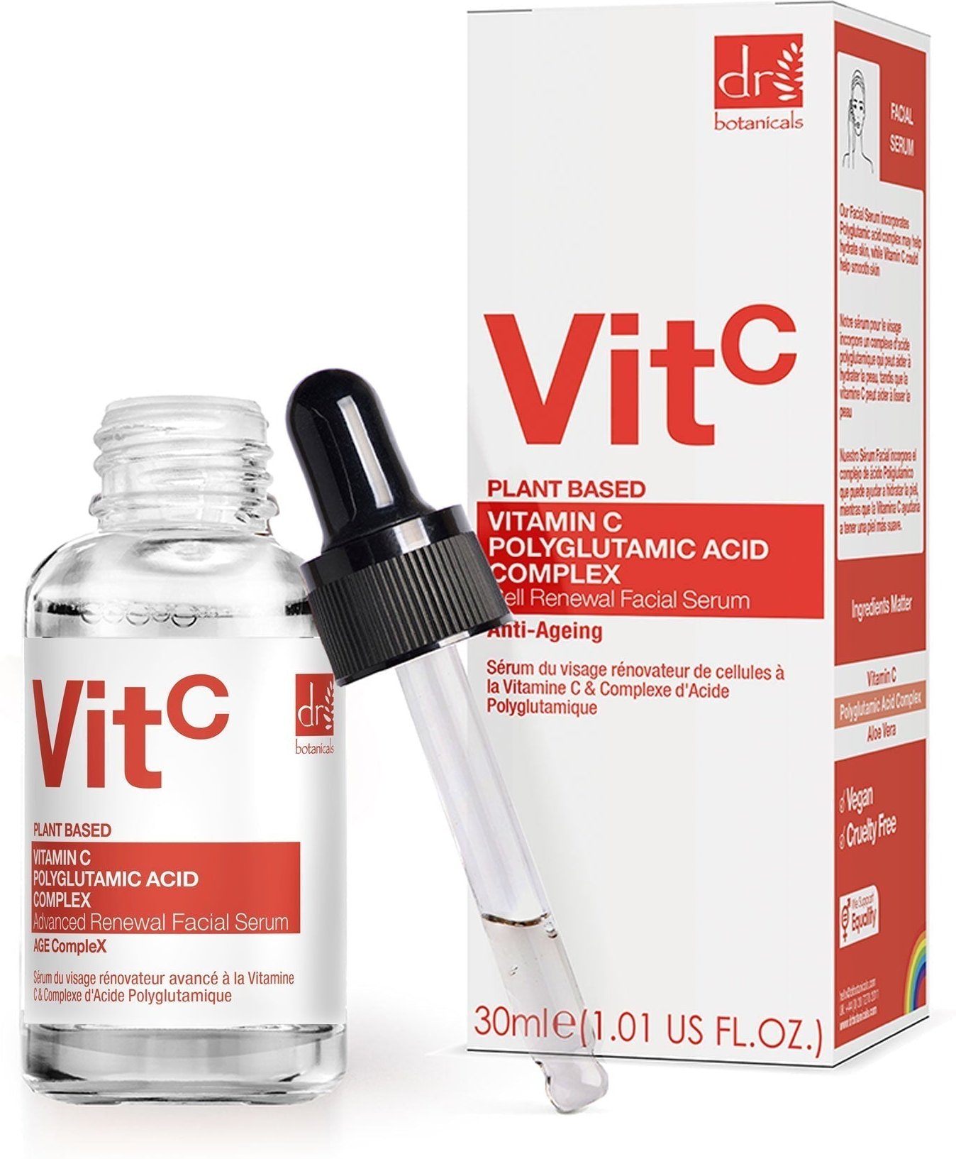 Dr Botanicals Vitamin C 3% & Polyglutaminsäure-Komplex 1% & Aufhellendes Gesichtsserum 30ml