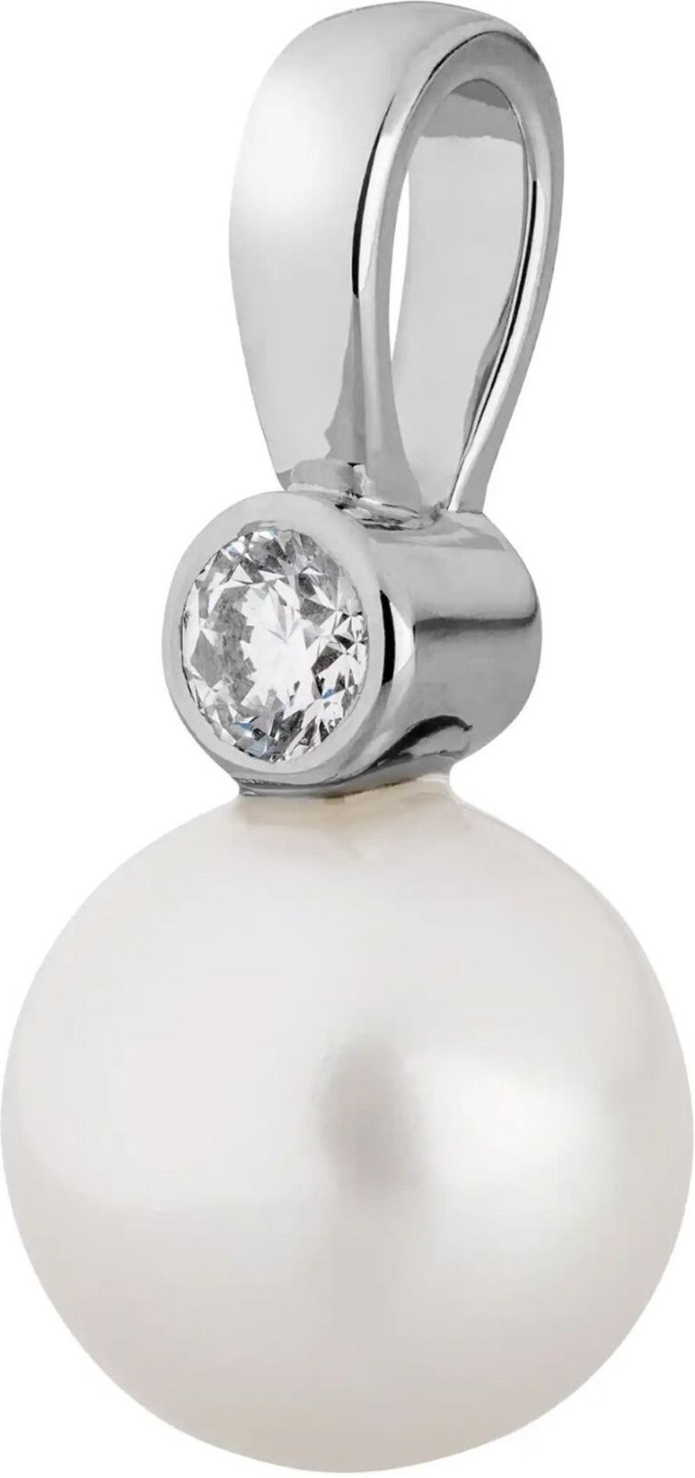 Lyomi Anhänger 585/- Weißgold Perle 1 synth. Diam. 0,10 ct.