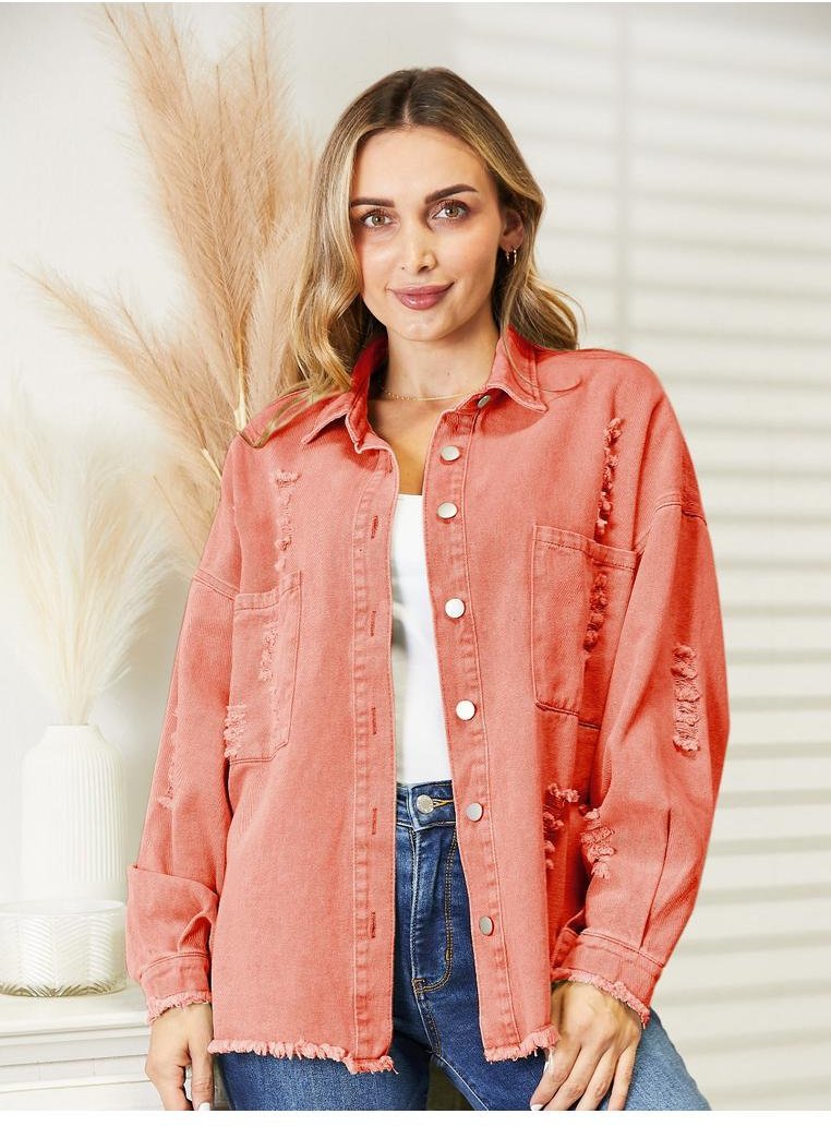 Damen Jeansjacke mit ausgefranstem Saum