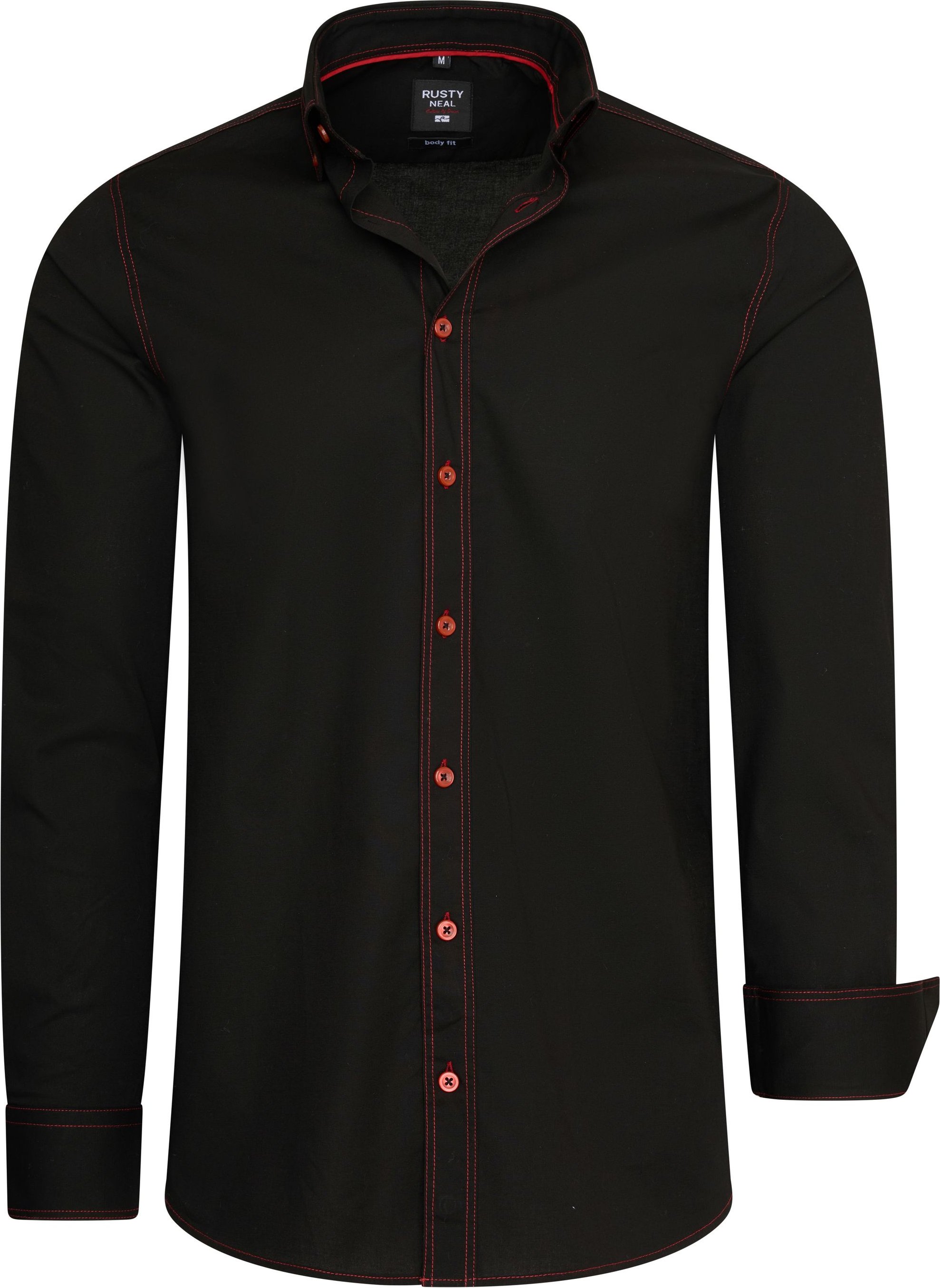Langarm Slim Fit Hemd mit Kontrast-Naht