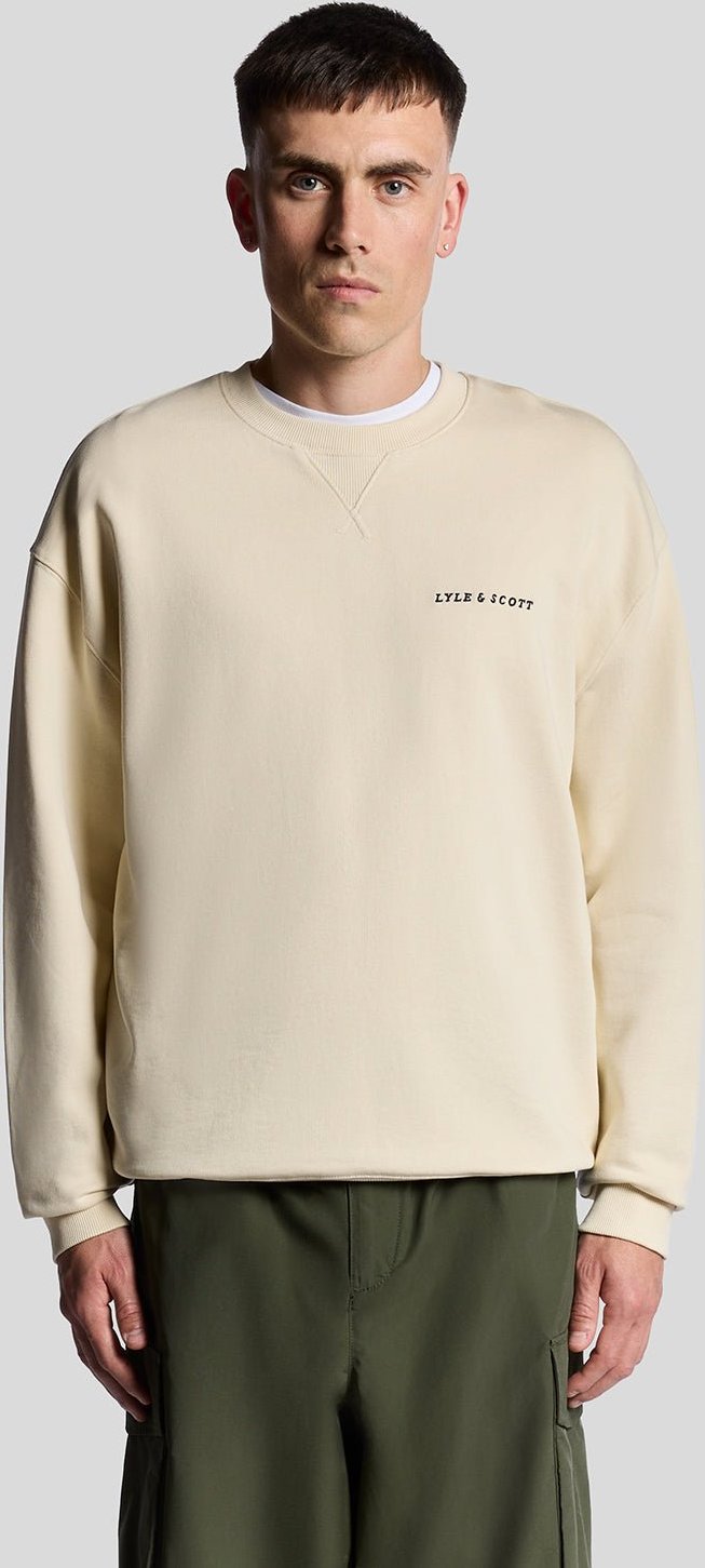 Thumbnail - Lyle & Scott – Fleece-Sweatshirt mit Brushback-Schriftzug – Beige