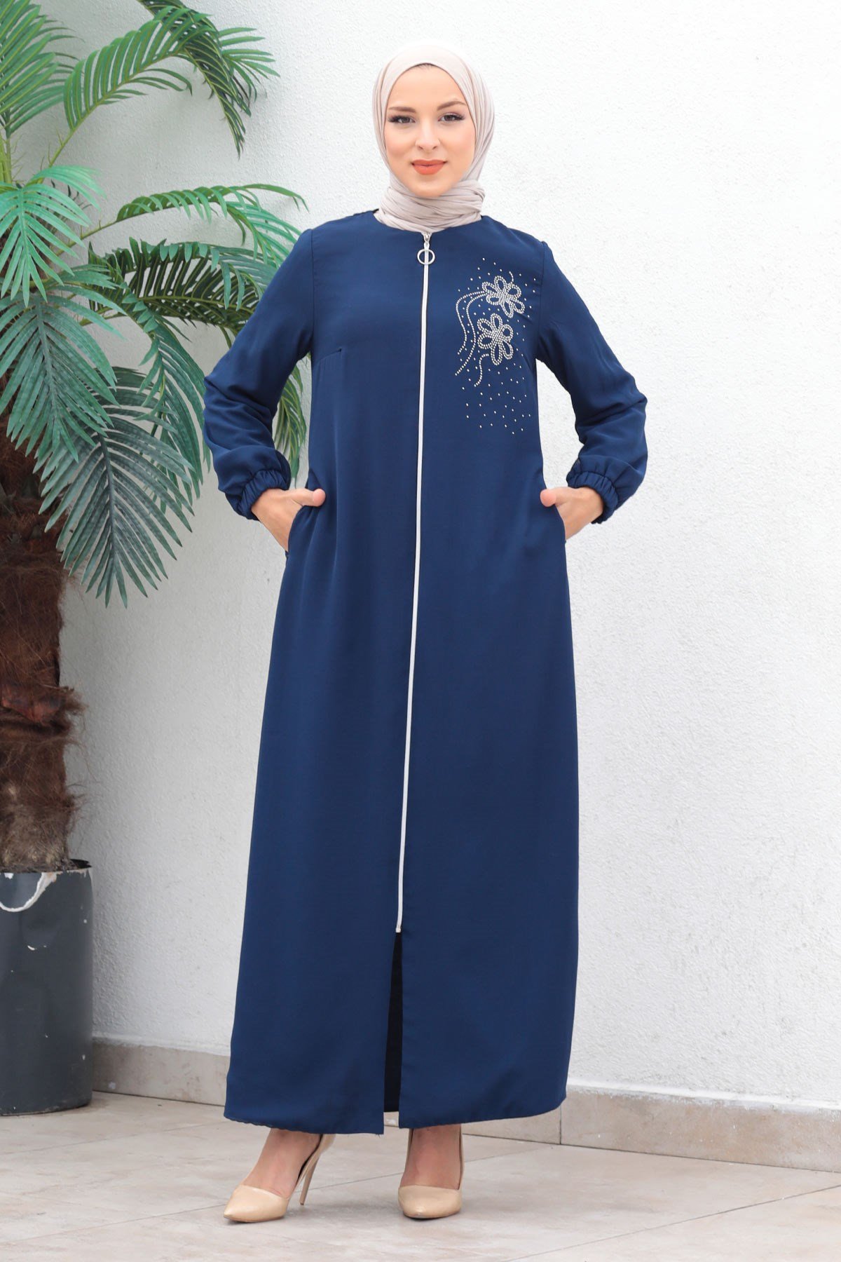 Reißverschluss Chiffon Abaya Mantel