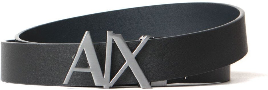 Armani Exchange AX Logo Leder Gürtel - Schwarz