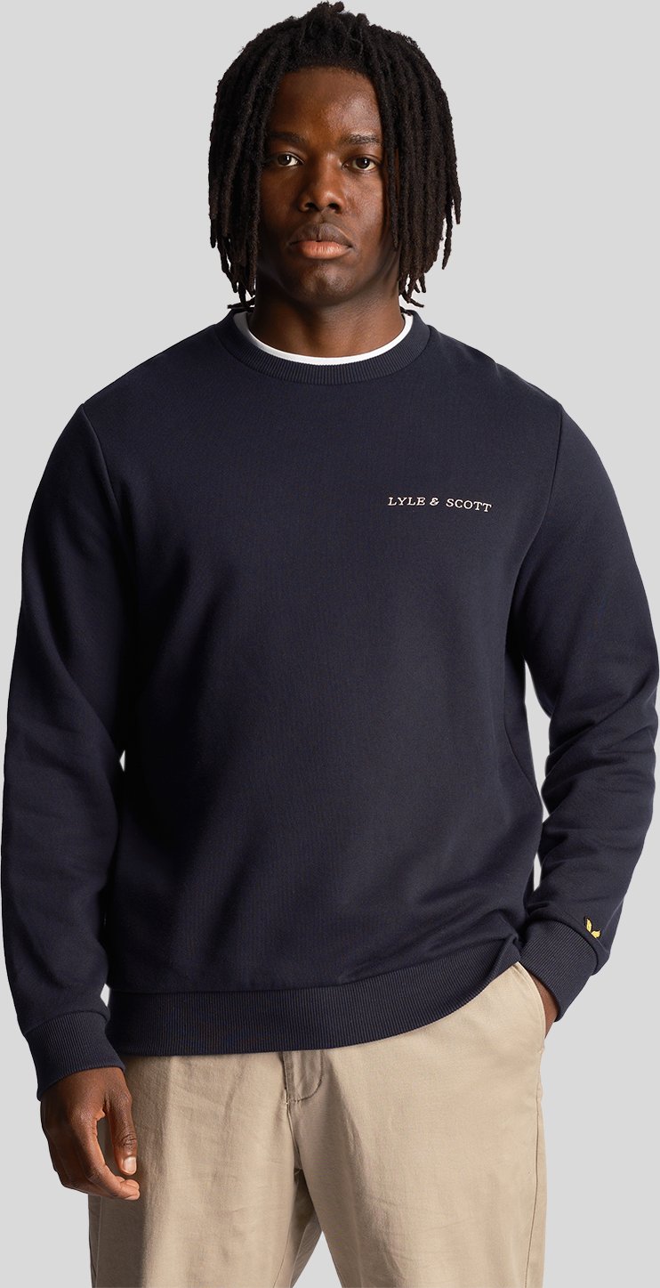 Lyle & Scott Sweat-shirt brod� � col rond en gris fonc�