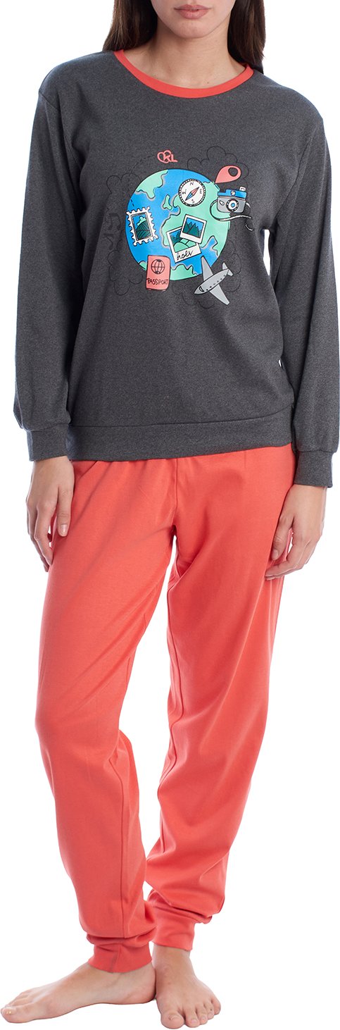 Langärmeliger Schlafanzug aus Baumwolle für Frauen KLP1