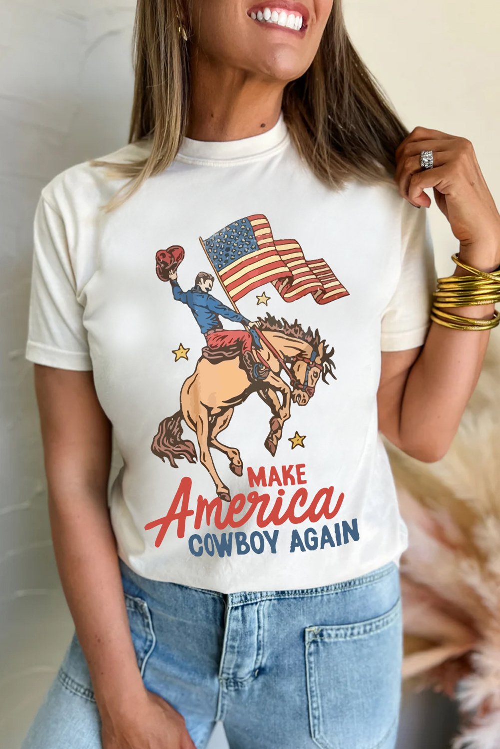Grafisches American Cowboy T-Shirt