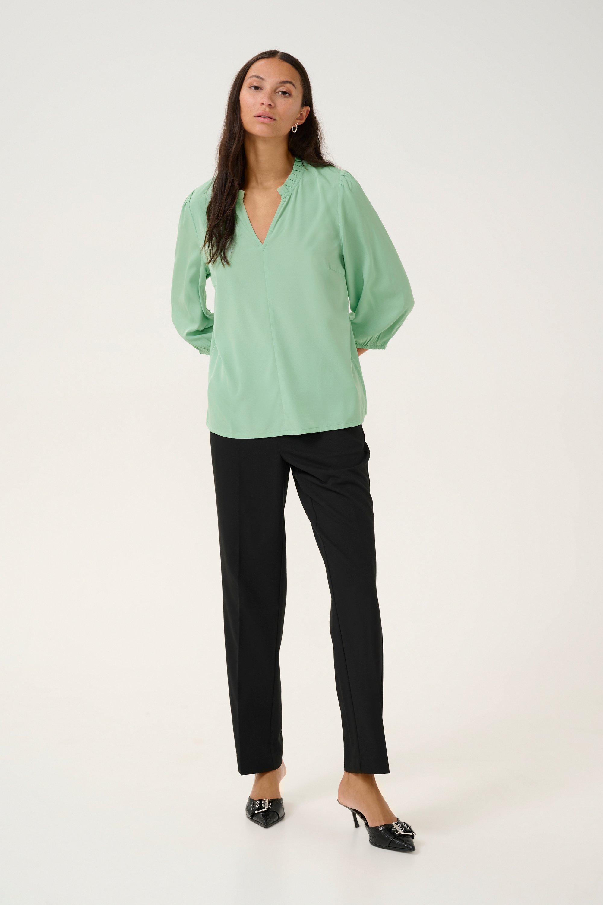 Thumbnail - Langarm-Bluse Regular fit Granite Green