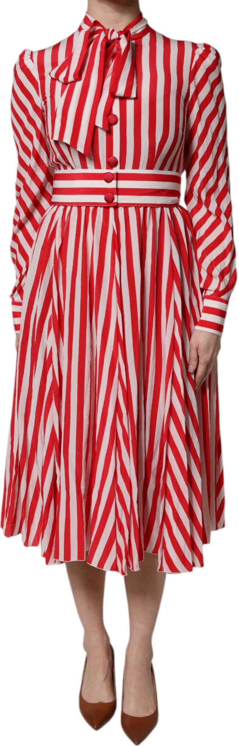 Seidenstreifen-A-Linien-Kleid