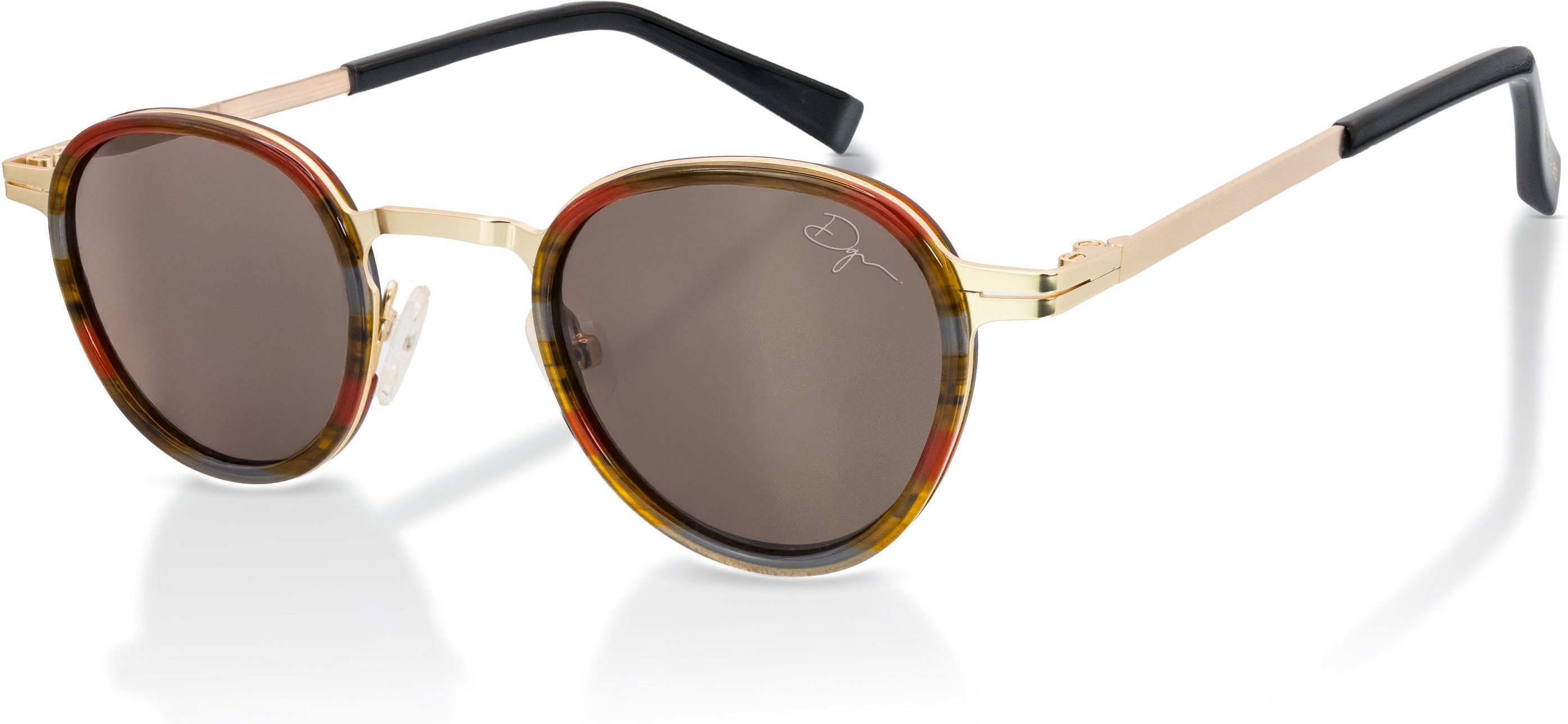 De-Gamme Gold Retro Runde Polarisierte Sonnenbrille - Paris