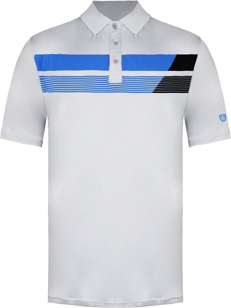 Island Green Herren-Golfpoloshirt mit asymmetrischem Print, Grau meliert