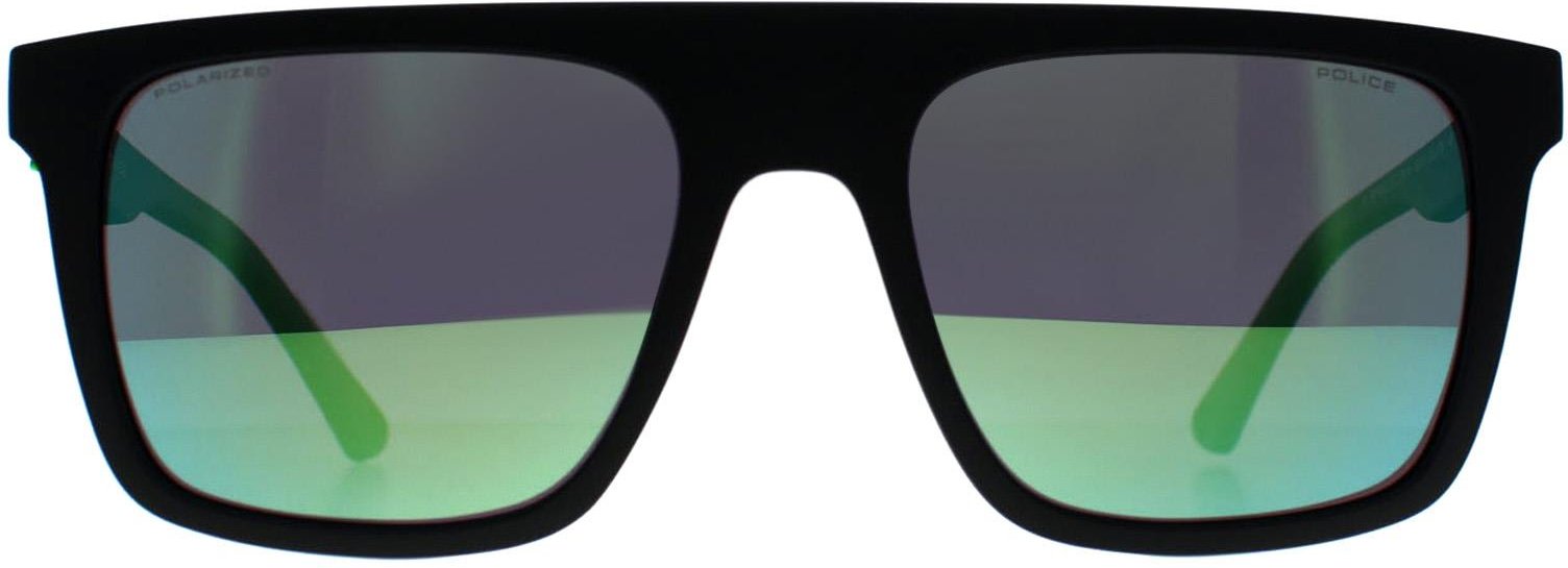 Police Square Herren Matt Schwarz Smoke Green Mirror SPLF61 Beyond Lite 2