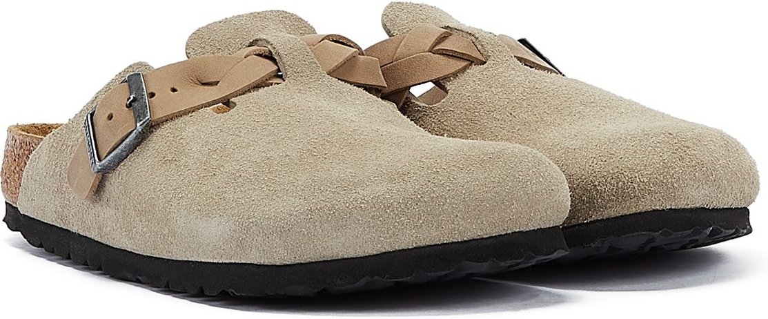 Birkenstock Boston Damen Clogs Aus Taupefarbenem Wildleder