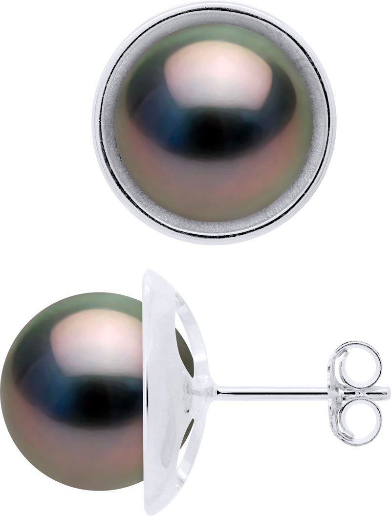 Ohrringe - Umgebung Sleek - Prestige - Weißgold 375 - Echte Tahiti-Zuchtperlen rund 9-10 mm