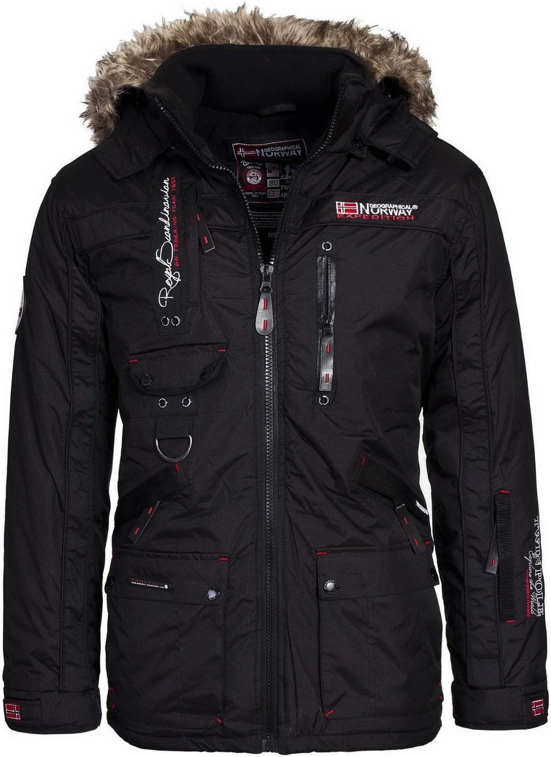 Geographical Norway Herren Winterjacke – Modell: Avoriaz – Outdoor Kapuzenjacke in Schwarz
