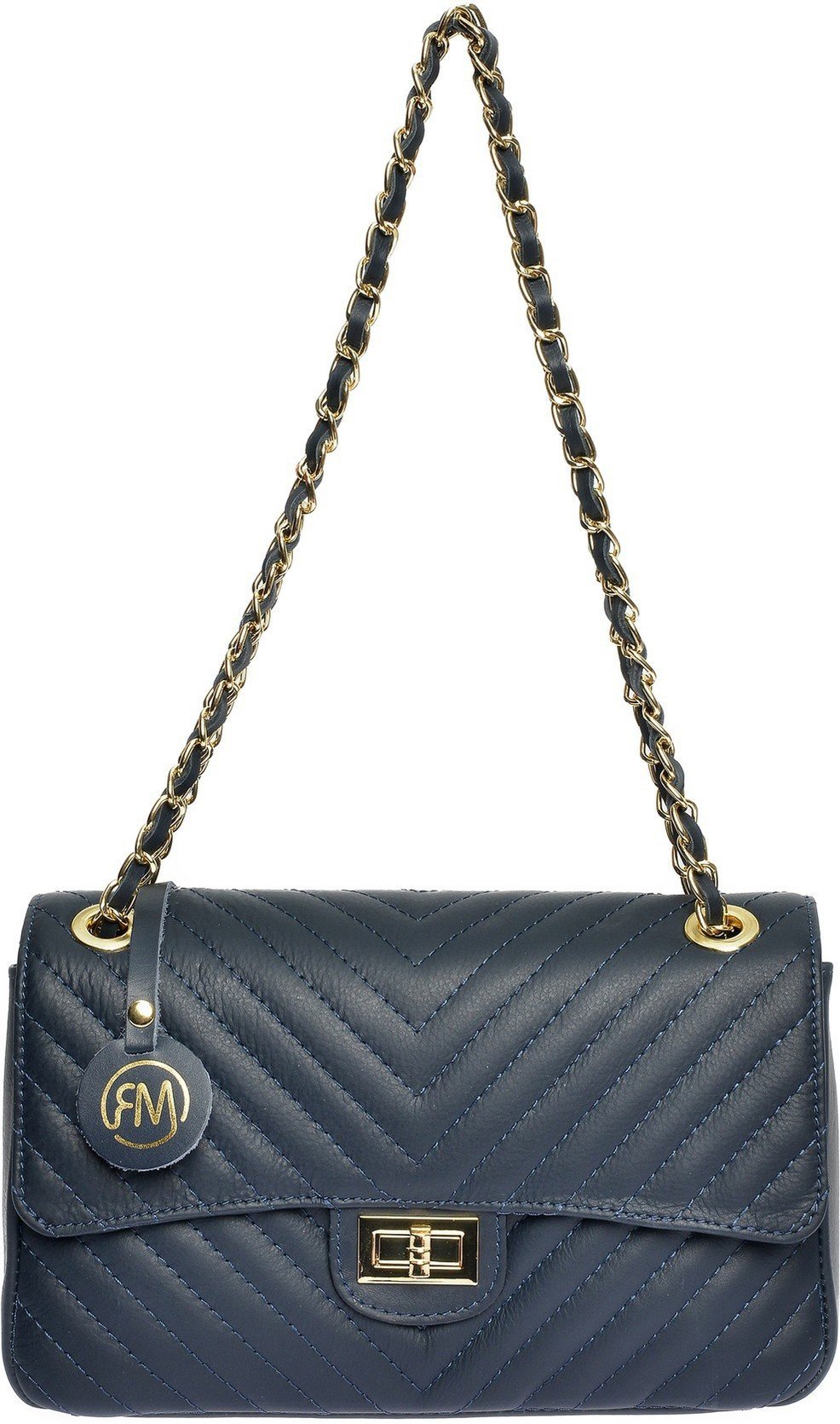 Roberta M. Blaue Lederhandtasche