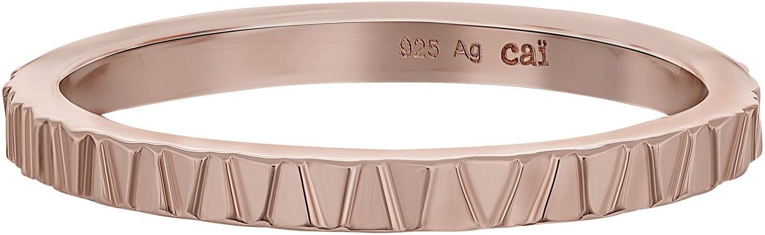 cai Ring 925 Silber rosévergoldet Muster Stacking