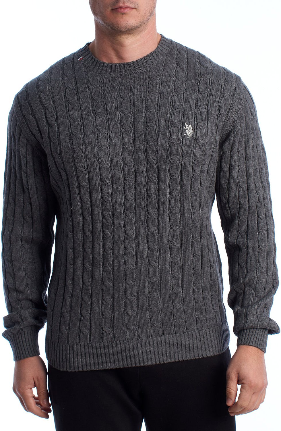 Herren Rundhals-Pullover mit Zopfmuster US40173042