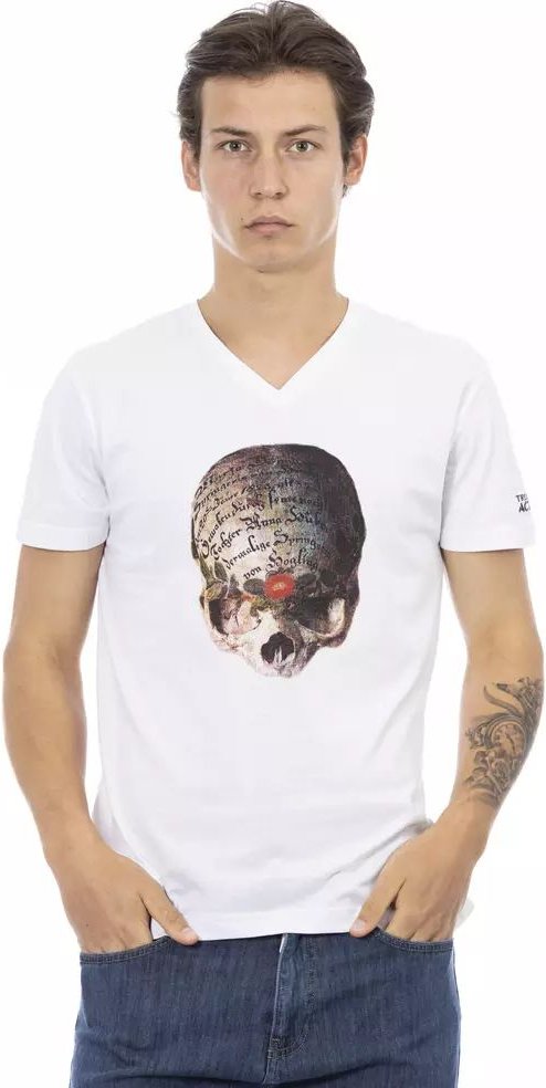 V-Ausschnitt Skull T-Shirt Lässiger Stil