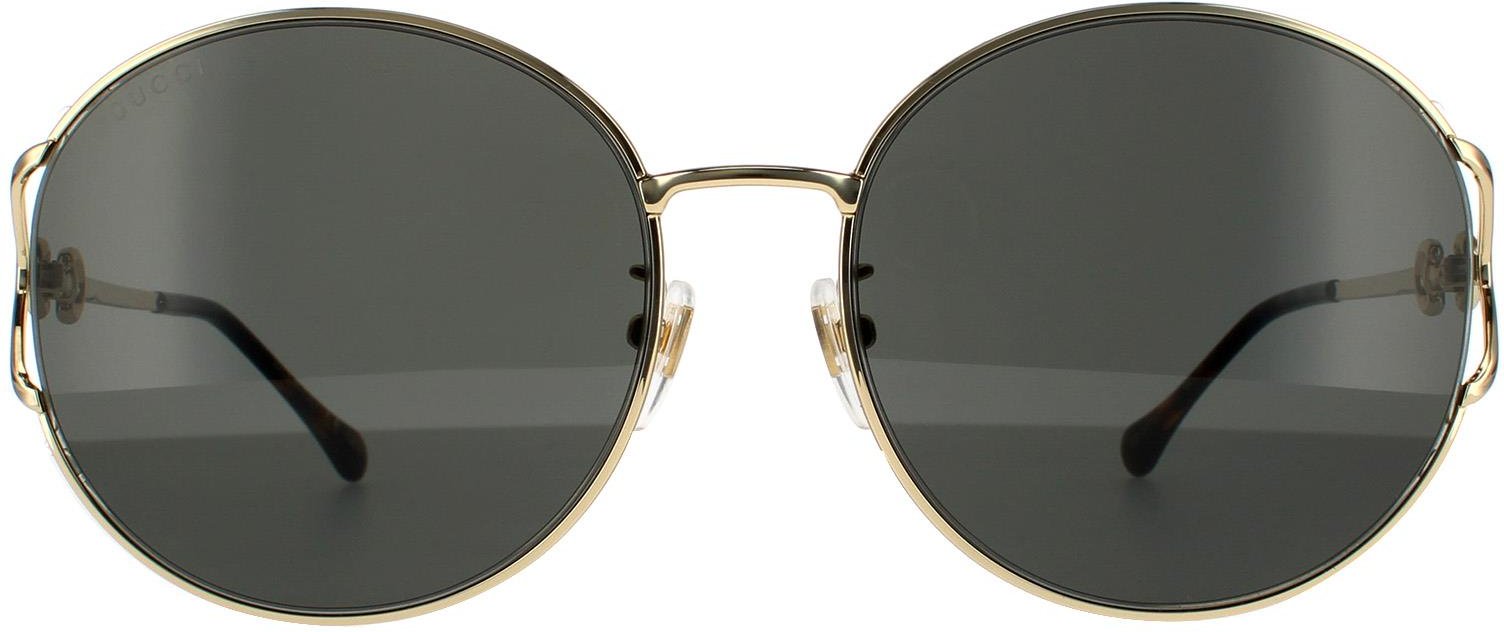 Gucci Runde Damen Gold Grau Sonnenbrille